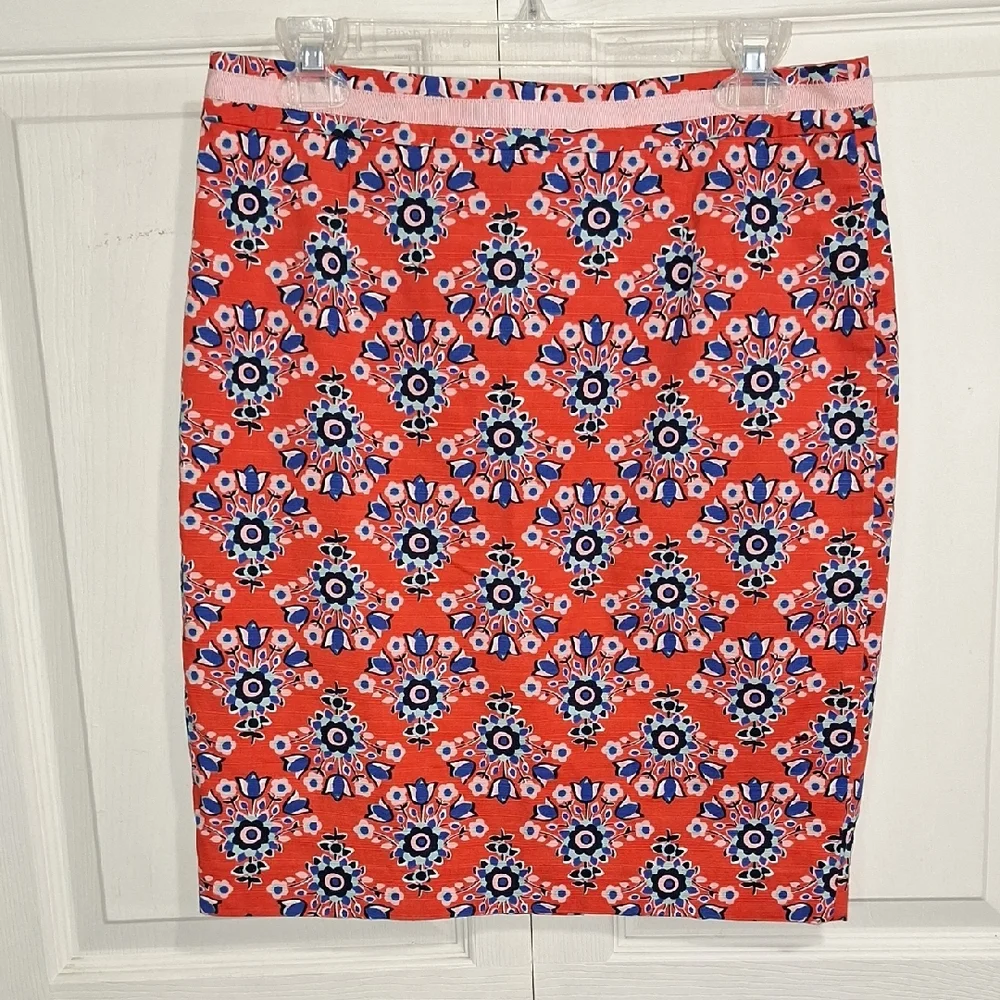 Boden Lined Midi Pencil Floral Skirt - 8P- Resort Wear-Red